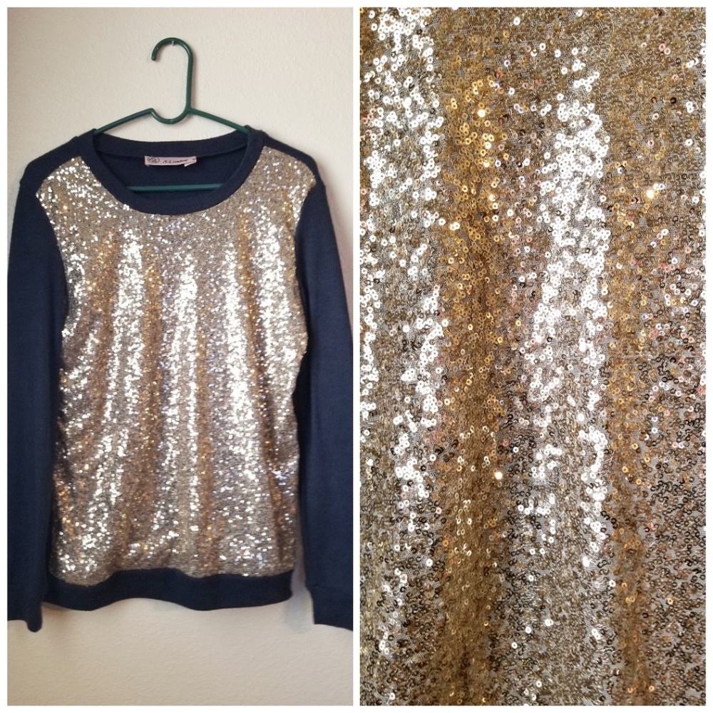 Gold Sequin/ Navy top